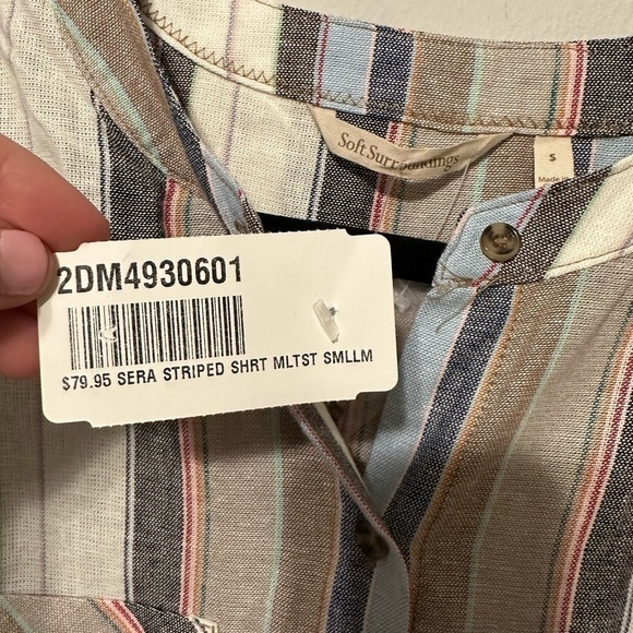 NWT Soft Surroundings Sera Striped Linen Blend Shirt SZ S Cottagecore Lagenlook - Picture 6 of 8